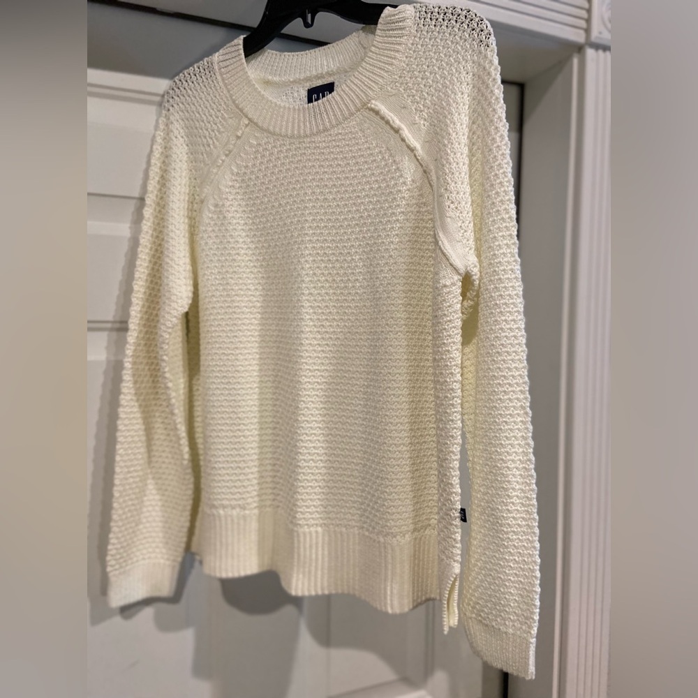 Gap~NWOT~Neutral~Cream~Open Stitch Crochet~Long Sleeve~Pullover Sweater~Size M - Picture 5 of 15